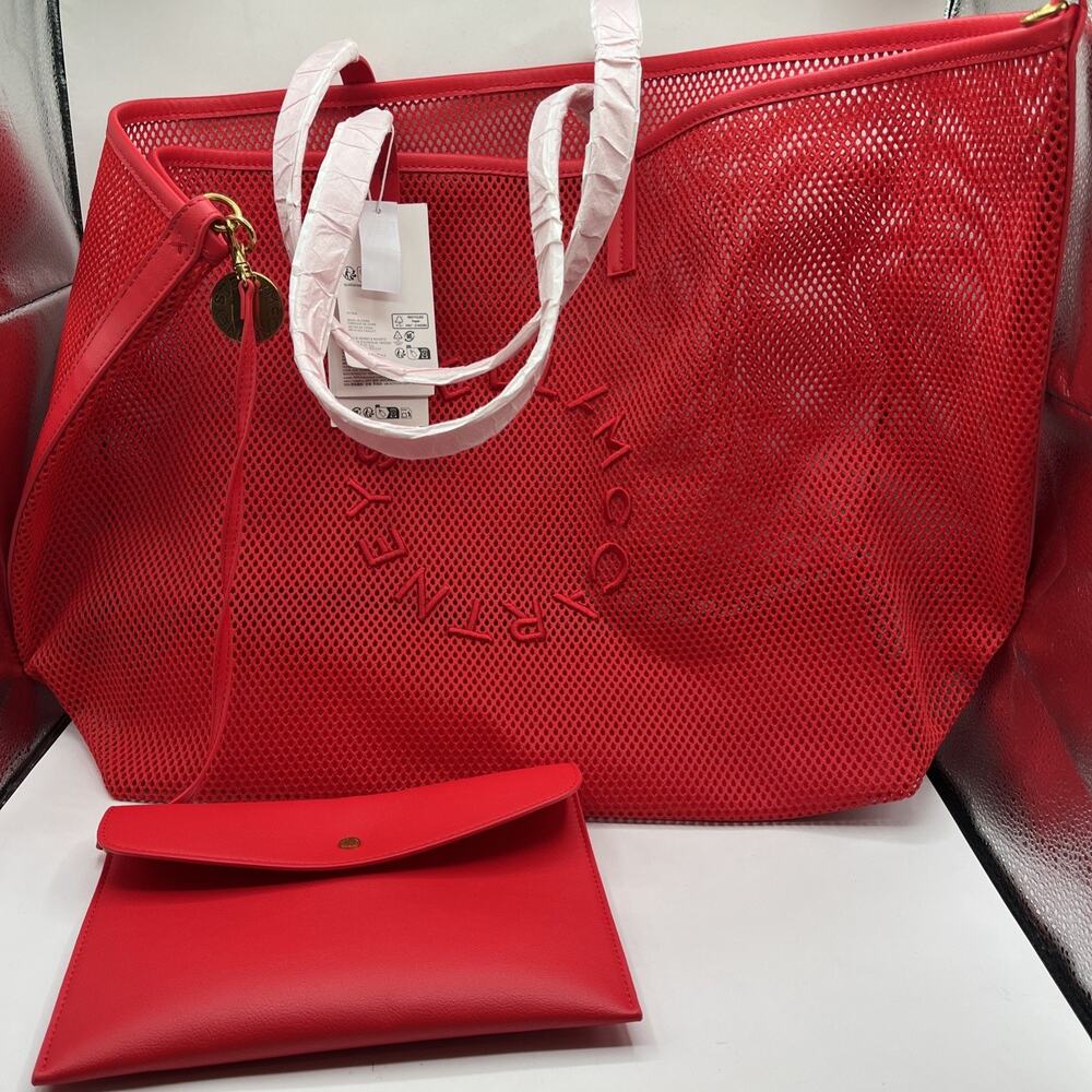 Stella McCartney x H&M Rare Red Mesh Tote Bag Transparent Shopper w/ Pouch NEW